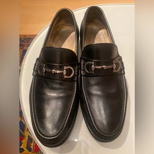 Salvatore Ferragamo Men Shoes Black Leather Size 10 EEE